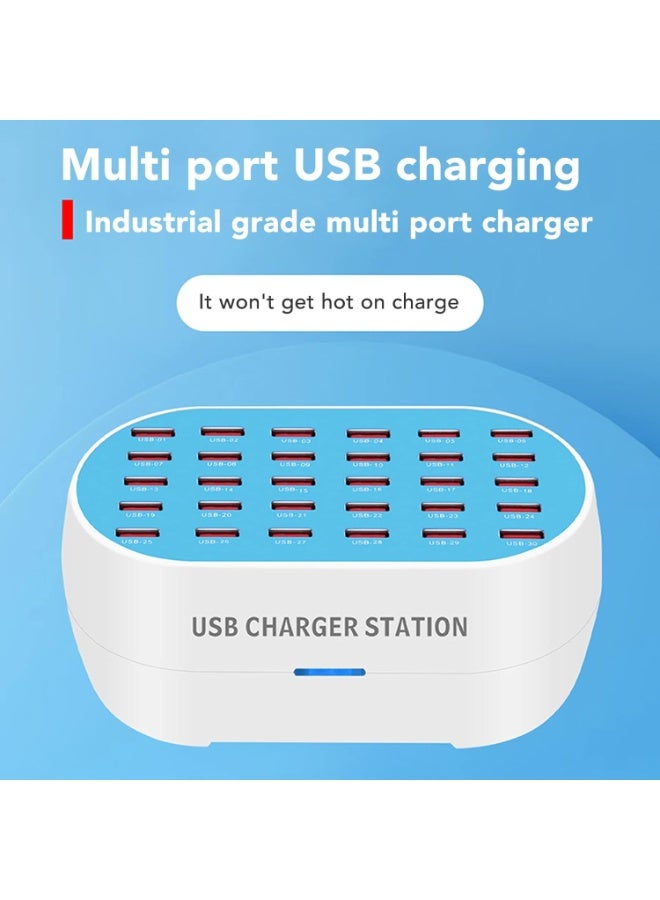 MUNTAQI 30-Port USB Charging Station Box 160W | 1A-2.4A Multi-Device USB Wall Charger | Fast Desktop Charging Hub with Cooling Fan – Ideal for Office, School & Home - Image 4