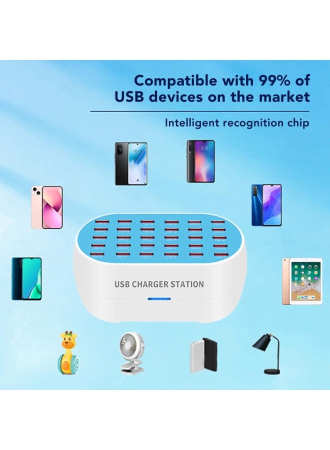 MUNTAQI 30-Port USB Charging Station Box 160W | 1A-2.4A Multi-Device USB Wall Charger | Fast Desktop Charging Hub with Cooling Fan – Ideal for Office, School & Home - Image 3