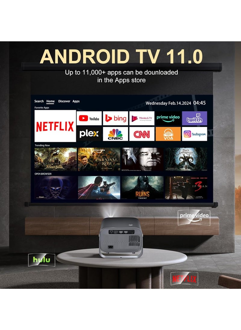 GTSOL - Projector [ Android 11.0/Electric focus] with WiFi 6 and Auto keystone,15000lumens Movie Projector,Full HD 1080P Supported 360° Angle adjustment Video Projector,home theater A10 PLUS - Image 1