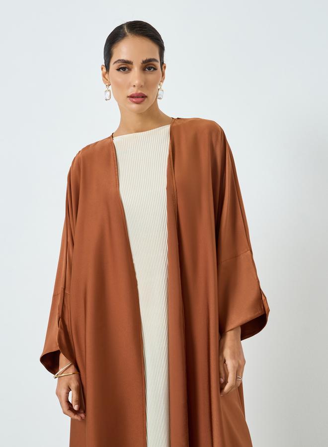 Take Two Women Coffee Brown Solid Long Sleeve Abaya - Image 2