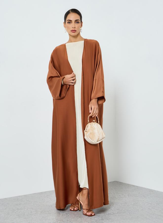 Take Two Women Coffee Brown Solid Long Sleeve Abaya - Image 1