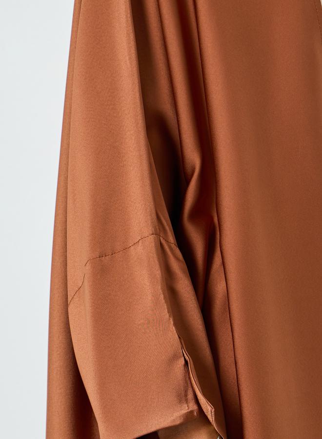 Take Two Women Coffee Brown Solid Long Sleeve Abaya - Image 3