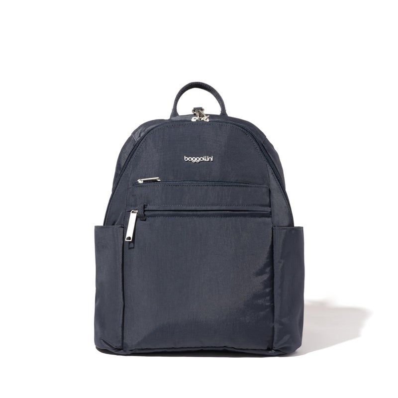 Baggallini Securtex® Anti-theft Vacation Travel Backpack 10x13" Slash-Resistant Nylon Daypack w/RFID, French Navy - Image 1
