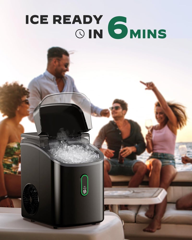 Silonn Nugget Ice Maker Countertop, Pebble Ice Maker with Soft Chewable Ice, One-Click Operation Ice Machine with Self-Cleaning, 33lbs/24H for Home,Kitchen,Office - Image 4