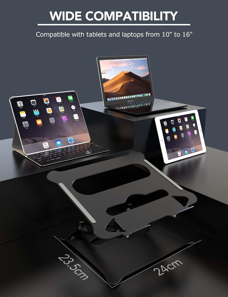 PHOCAR Laptop Riser Adjustable Laptop Stand Foldable Aluminum Portable Computer Stand Laptop Holder Compatible for MacBook,HP, Lenovo,Surface,Dell, ASUS, Laptops up to 17 Inch - Image 5