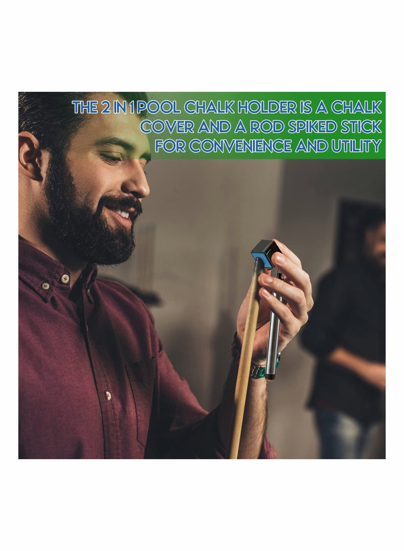 حامل طلاء بلياردو محمول 2 قطعة مع طرف عصا و 4 مكعبات طلاء - ملحقات أساسية لطاولة البلياردو للرياضة، البطولات والاستخدام المنزلي - Image 3