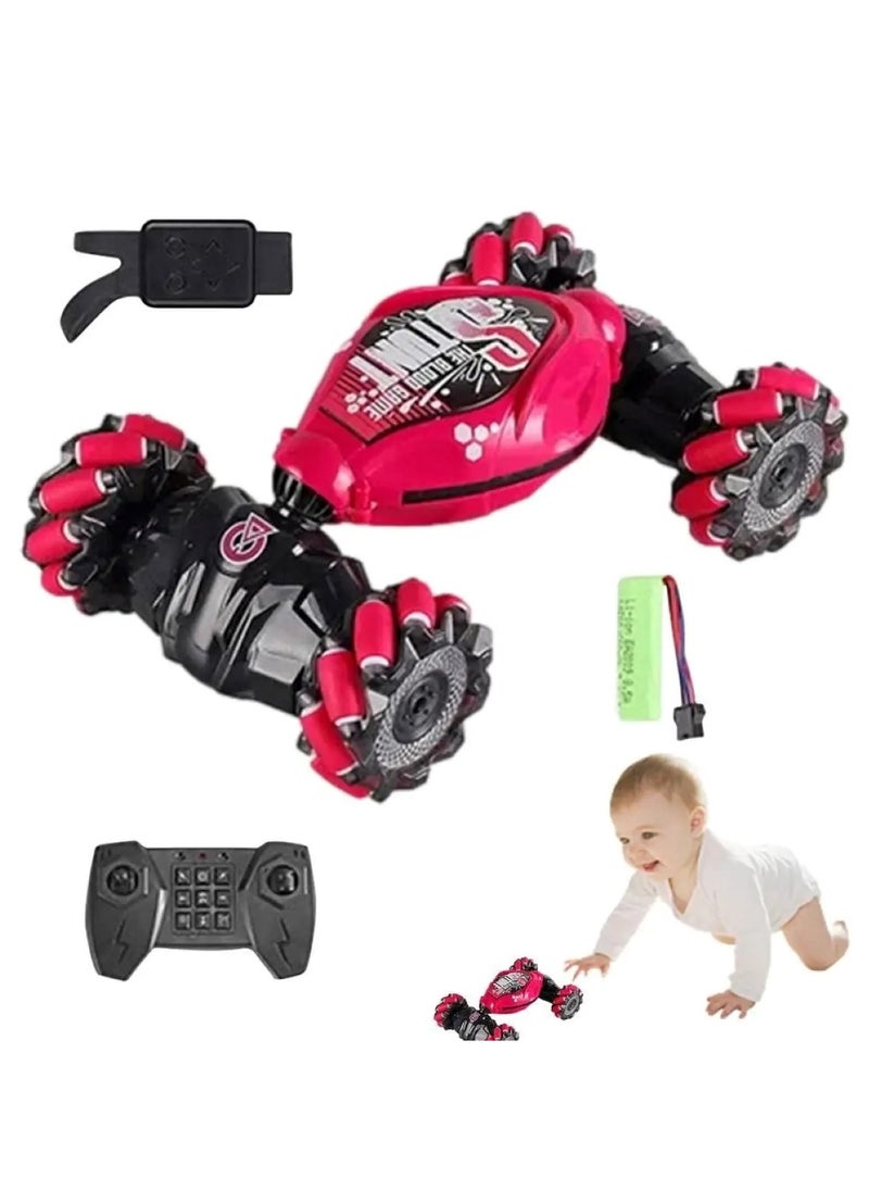Huitich Remote Control Stunt Car with Gesture Control and Rechargeable Battery Red  - Image 3