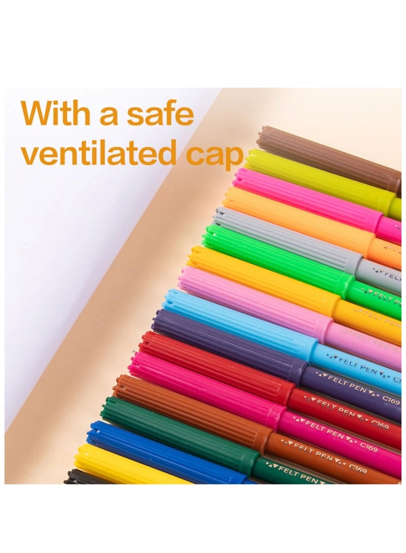 Deli أقلام تلوين مصنوعة من الفelt 18 قطعة متعددة الألوان - Image 2