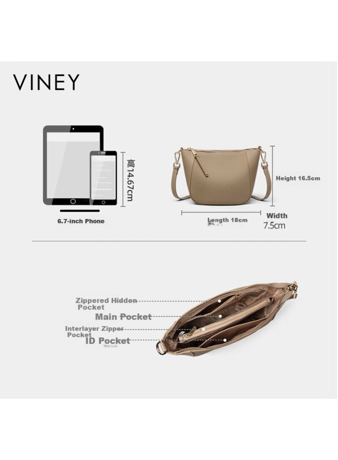 Viney Women's Handbag, Cowhide Crossbody Dumpling Bag, Light Luxury Commuter Shoulder Bag, Birthday Gift With High-end Feel For Girlfriend Or Wife - Image 4