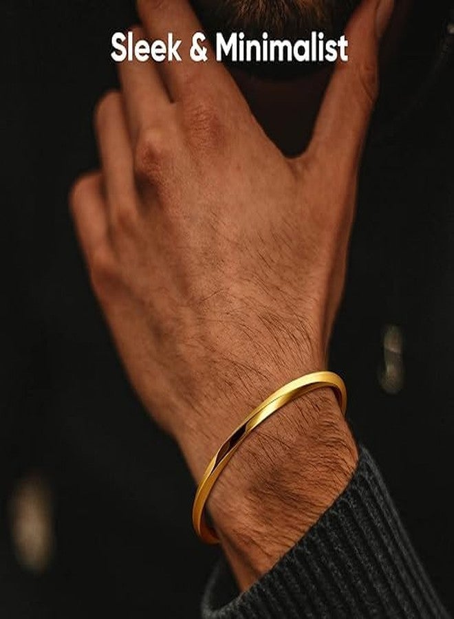 Amaal Bracelet for Men girls women Boys brother boyfriend gents Fashion Gold Bracelet for Boys Stainless Steel stylish golden hand cuff Kada for men Cuff accessories mens Bracelets adjustable A460 - Image 2