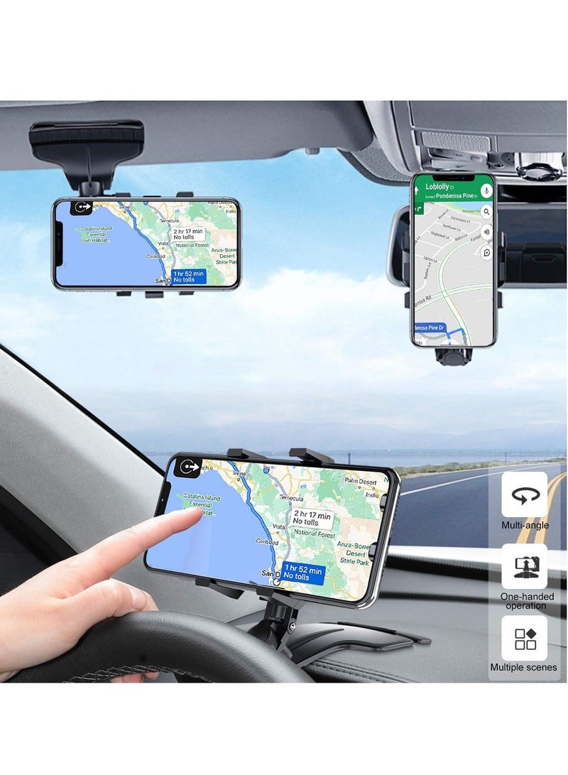 Captaintech Car Phone Holder - 360° Adjustable Dashboard & Rearview Mirror Mount for 3 to 7 Inch Smartphones, Multifunction Center Console Clip - Image 2