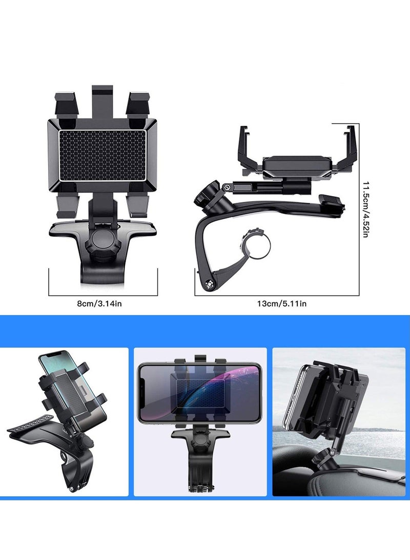 Captaintech Car Phone Holder - 360° Adjustable Dashboard & Rearview Mirror Mount for 3 to 7 Inch Smartphones, Multifunction Center Console Clip - Image 4