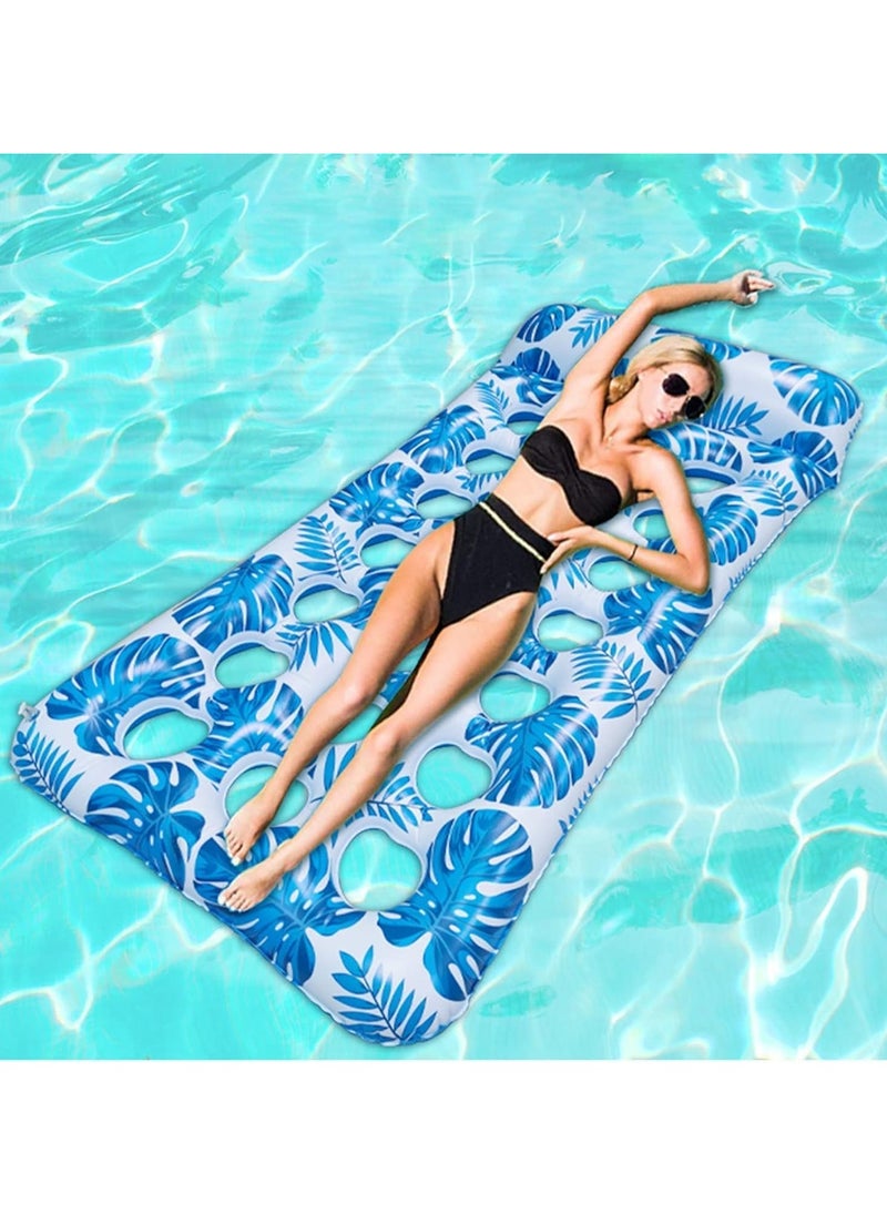 Jorunb - Pool float for adult,Pool Lounger Float,Water Lounger Pool Chair Lounge,Inflatable Pool Hammock Float 21-Cooling Holes, Floating Mat Swimming Pool Floats Toys for Pool Party, Beach, Lake,blue - Image 1