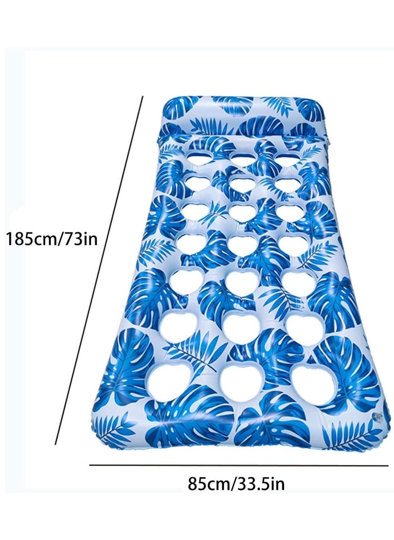 Jorunb - Pool float for adult,Pool Lounger Float,Water Lounger Pool Chair Lounge,Inflatable Pool Hammock Float 21-Cooling Holes, Floating Mat Swimming Pool Floats Toys for Pool Party, Beach, Lake,blue - Image 1