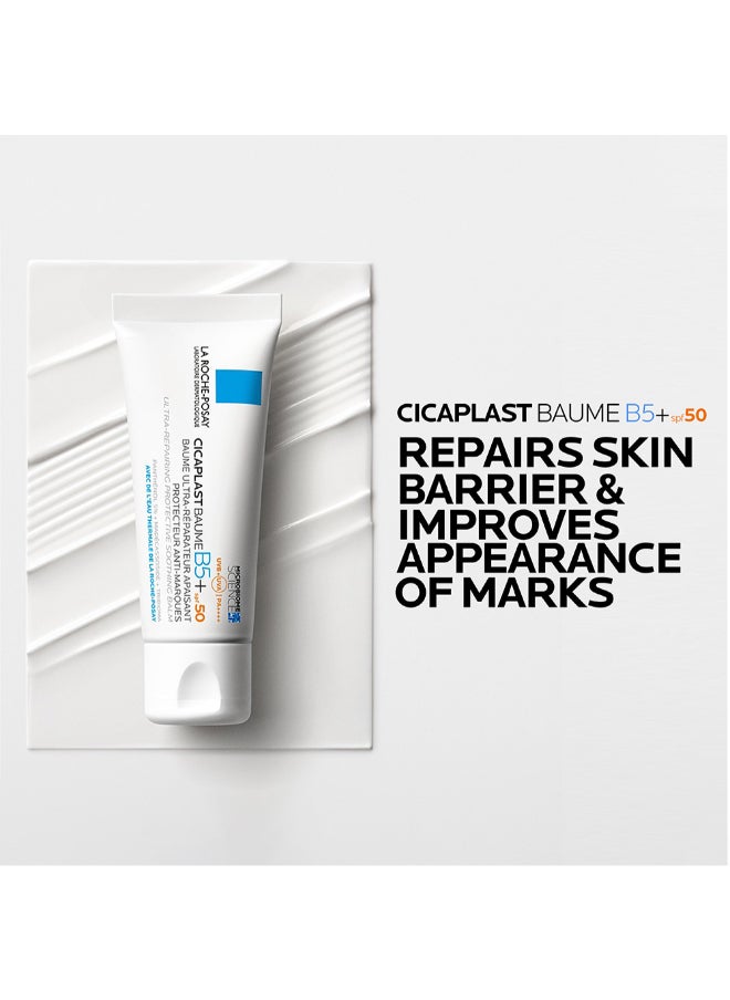 LA ROCHE-POSAY سيكابلاست بوم B5+ SPF 50: بلسم مهدئ ومصلح للبشرة الجافة والمتهيجة والمعرضة للشمس  - Image 2