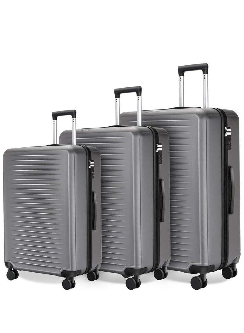 ويمارت مجموعة حقائب سفر Wemart المكونة من 3 قطع (20 بوصة، 24 بوصة، 28 بوصة)، حقيبة سفر قابلة للتوسيع، حقيبة سفر صلبة من مادة ABS+PC مع عجلات دوارة، مجموعة حقائب سفر قابلة للحمل باللون الرمادي - Image 1