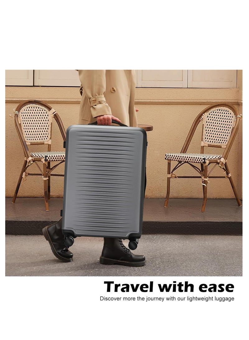ويمارت مجموعة حقائب سفر Wemart المكونة من 3 قطع (20 بوصة، 24 بوصة، 28 بوصة)، حقيبة سفر قابلة للتوسيع، حقيبة سفر صلبة من مادة ABS+PC مع عجلات دوارة، مجموعة حقائب سفر قابلة للحمل باللون الرمادي - Image 3