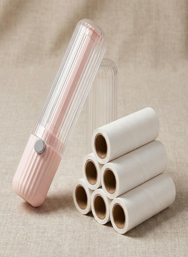 tokerut 1PC Pet Hair Lint Roller with 4 Refills, Mini Portable Travel Lint Roller for Clothes & Furniture, Dog & Cat Hair Remover for Couch, Car & Office, Compact Pink Lint Remover (5.3" x 1.26") - Image 5