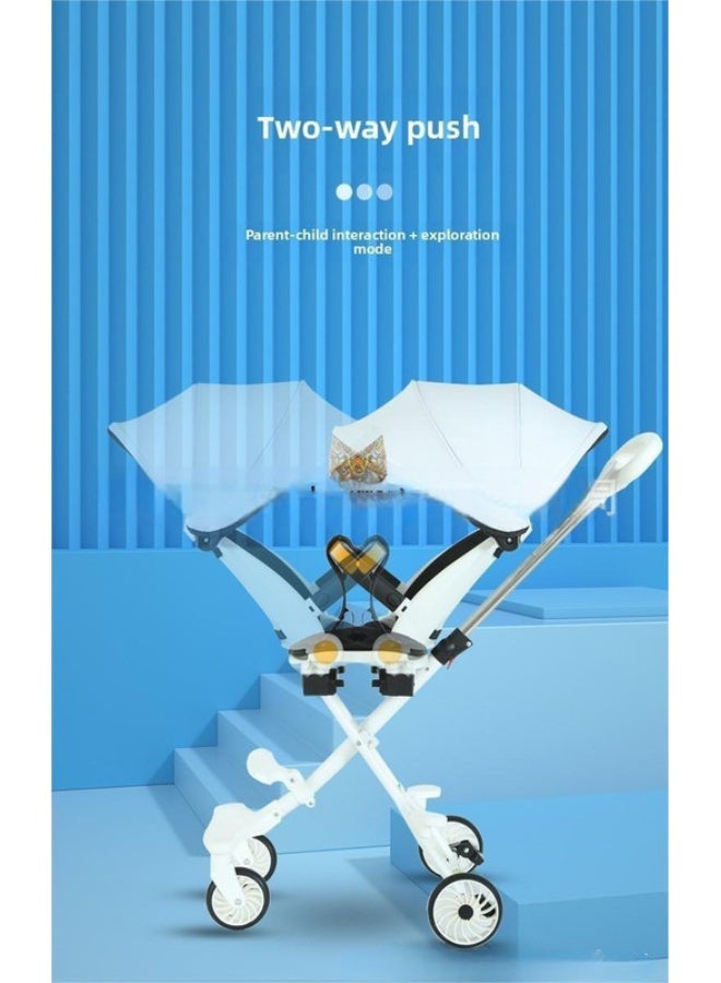 ORiTi عربة أطفال قابلة للطي بأربع عجلات أداة مشي للأطفال، مناسبة للجلوس أو الاستلقاء - أسود - Image 2