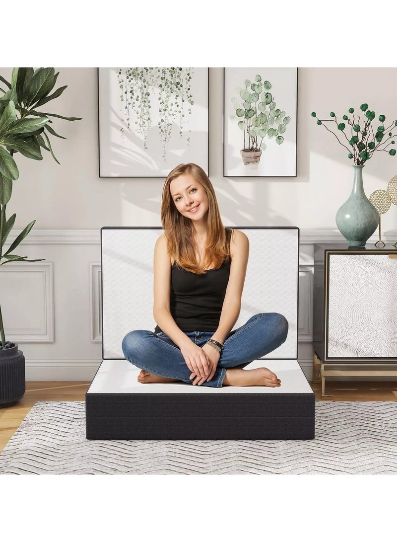 Comfy White Folding Portable Knitted Cotton 180 X 90 X 10cm Mattress With Black Border - Image 3