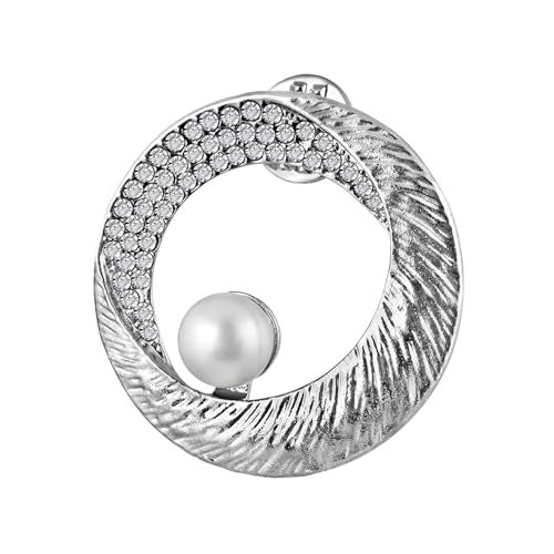 Mahi Rhodium Plated Studded Crystals and Artificial Pearl Saree Pin Brooch for Women (BP1101179RWhi) - Image 1