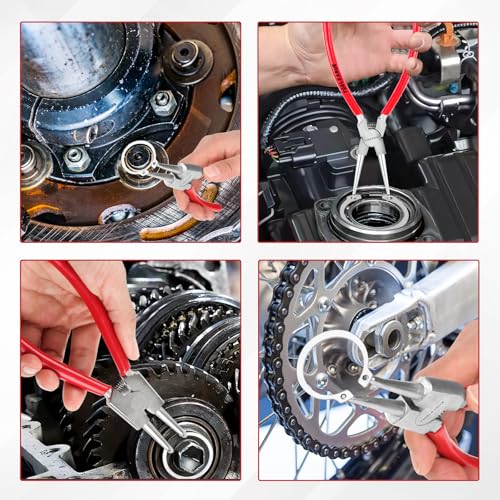 TOOLEAGUE 4 Pcs Snap Ring Pliers Set, Circlip Pliers, 13 inches Internal/External Heavy Duty for Ring Remover Retaining Straight Bent Lock Ring Pliers Set - Image 4