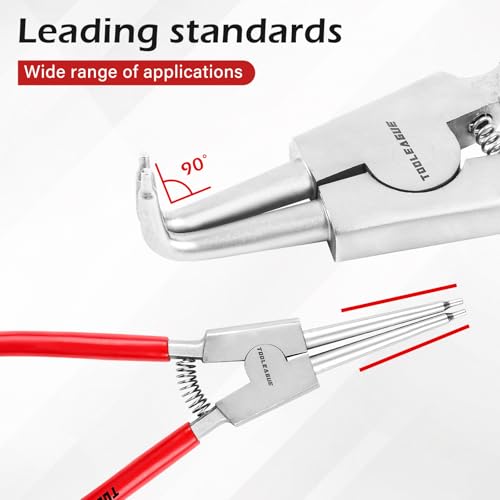 TOOLEAGUE 4 Pcs Snap Ring Pliers Set, Circlip Pliers, 13 inches Internal/External Heavy Duty for Ring Remover Retaining Straight Bent Lock Ring Pliers Set - Image 3