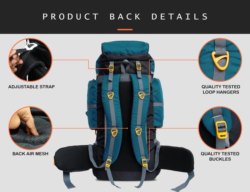 addixon TRAVEL HIKING BAGPACKS RUCKSACK TRAVEL BACKPACK FOR ADVENTURES TREKS Rucksack - 80 L (Black) - Image 4