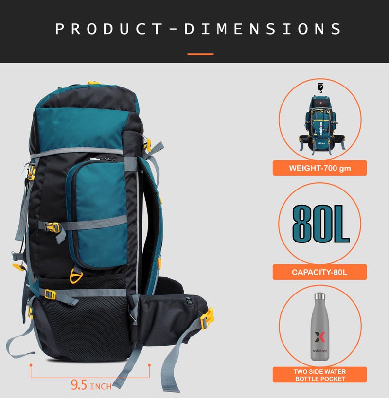 addixon TRAVEL HIKING BAGPACKS RUCKSACK TRAVEL BACKPACK FOR ADVENTURES TREKS Rucksack - 80 L (Black) - Image 3