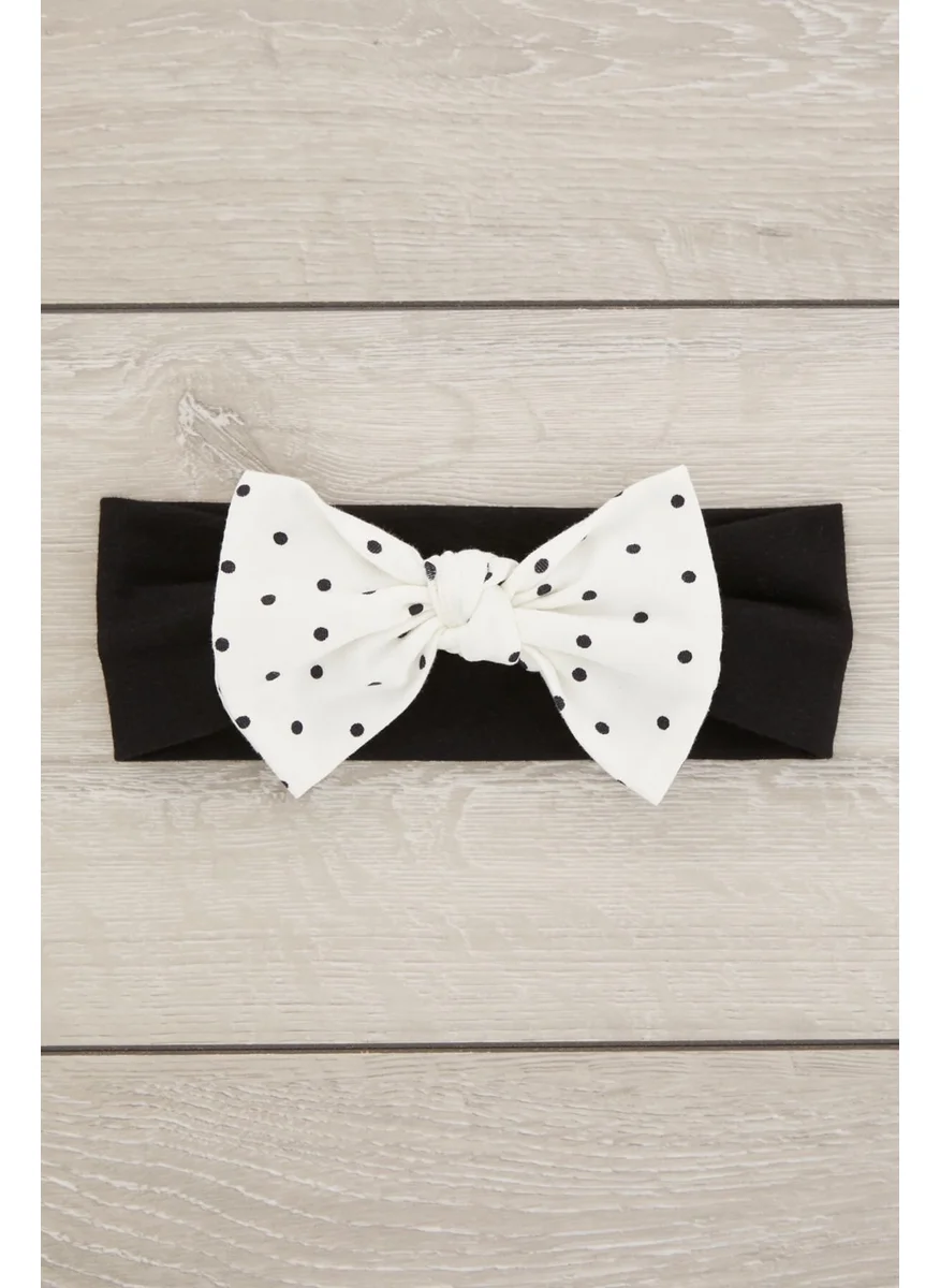 Babygiz Black and White Handmade Soft Bow Tied Natural Cotton Combed Cotton Baby Kids Girls Bandana Legendary Series