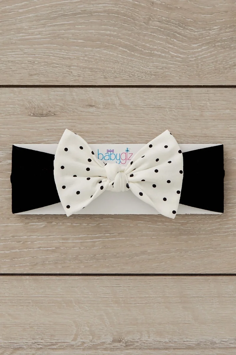 Babygiz Black and White Handmade Soft Bow Tied Natural Cotton Combed Cotton Baby Kids Girls Bandana Legendary Series