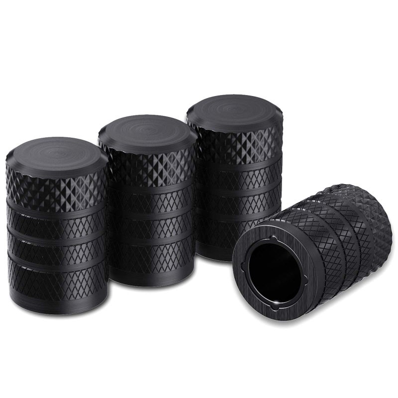 CKAuto Tire Valve Stem Caps, Black, 4 pcs/Pack, Anodized Aluminum Tire Valve Cap Set, Corrosion Resistant, Universal Stem Covers for Cars Trucks Motorcycles SUVs and Bikes - Image 2