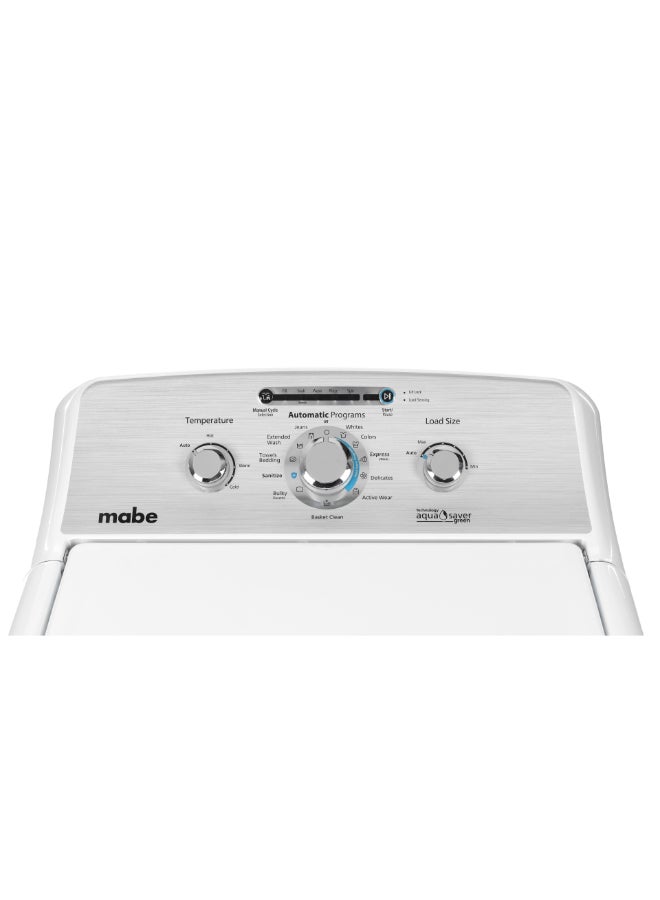 Mabe غسالة تحميل علوي 11 كجم، 3 مقبض، 6 خيارات حرارة، أبيض - Image 4