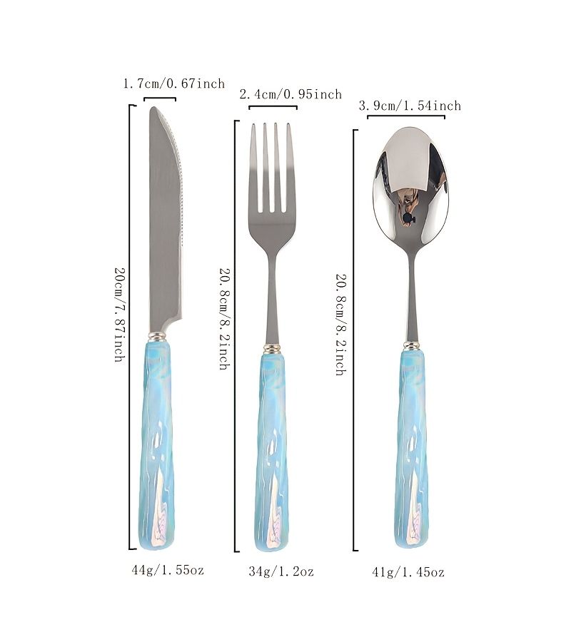 3 Pieces Pink Ceramic Handle Stainless Steel Tableware Set With Knife Fork And Spoon For Home Restaurant Kitchen Daily Dining Party Holiday Gatherings - Image 3