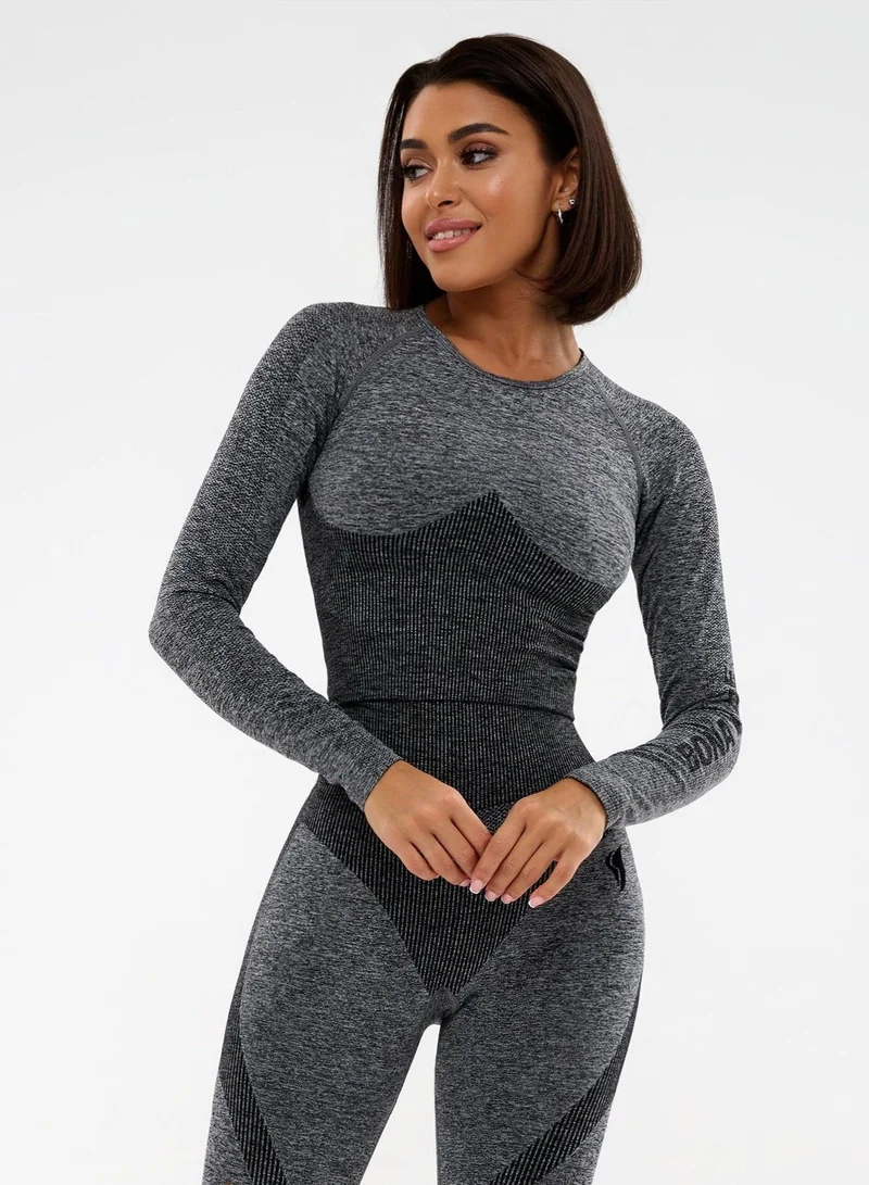 Bona Fide Majestic Rash Gray Melanje Majestic Rash Melanje Crop Gym Top for Women for Women | Best Price UAE