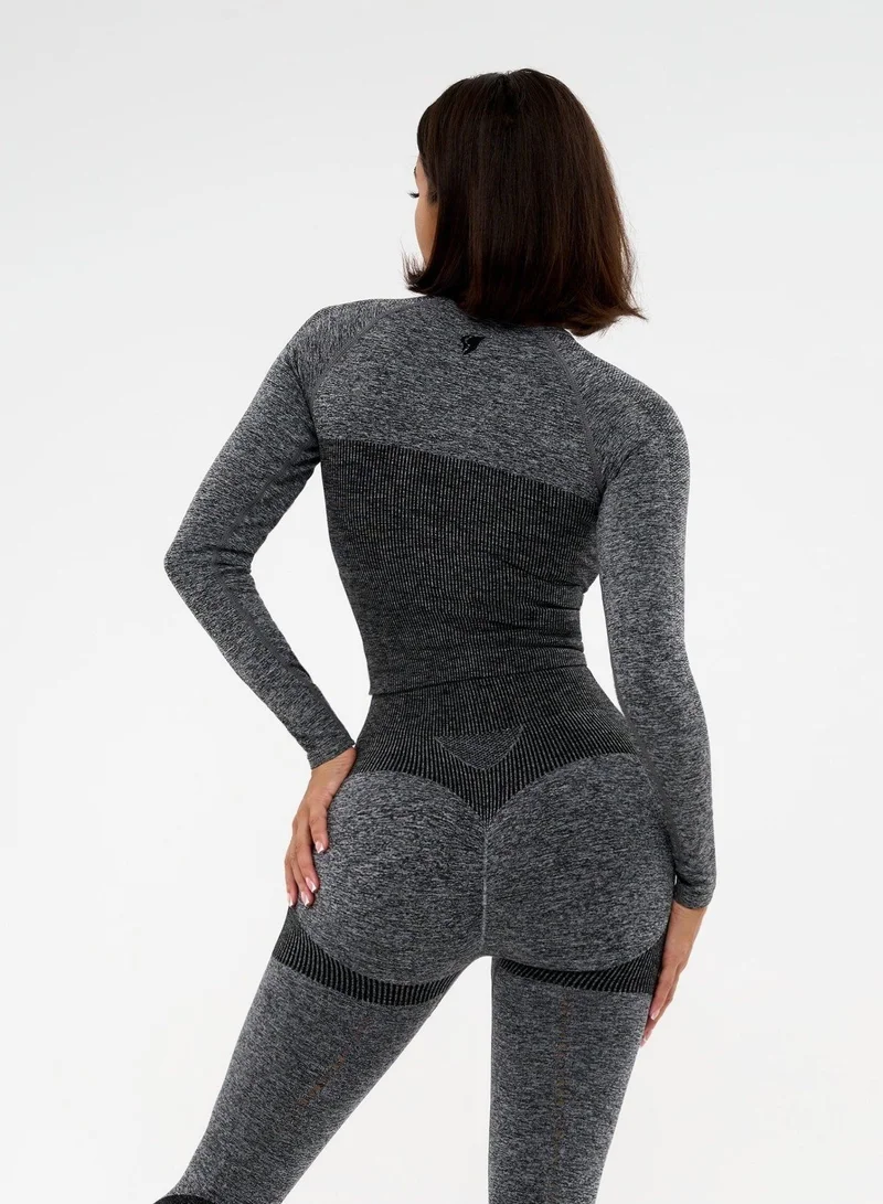 Bona Fide Majestic Rash Gray Melanje Majestic Rash Melanje Crop Gym Top for Women for Women | Best Price UAE