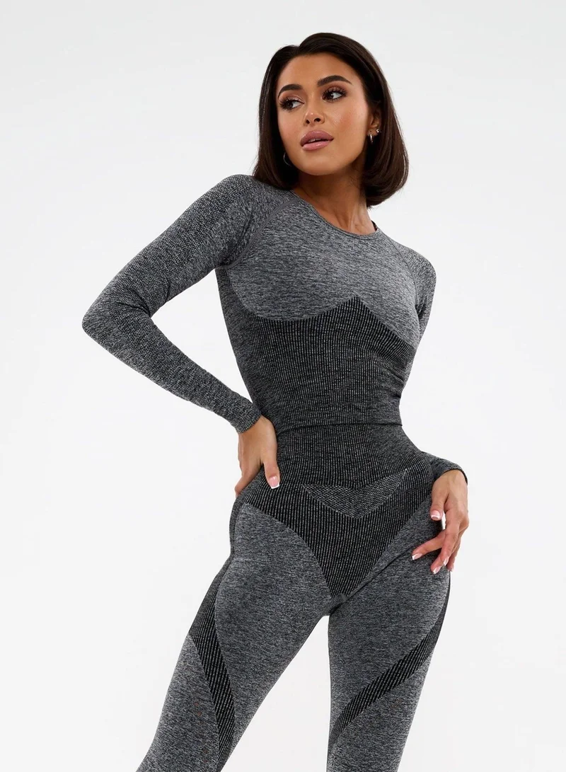 Bona Fide Majestic Rash Gray Melanje Majestic Rash Melanje Crop Gym Top for Women for Women | Best Price UAE