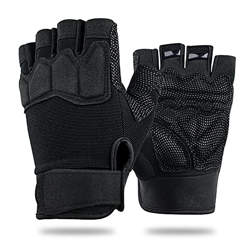 FIORETTO FlORETTO Fingerless Gloves Half Finger Hiking Cycling Driving Motorcycle Climbing Work Gloves Black Large - Image 1