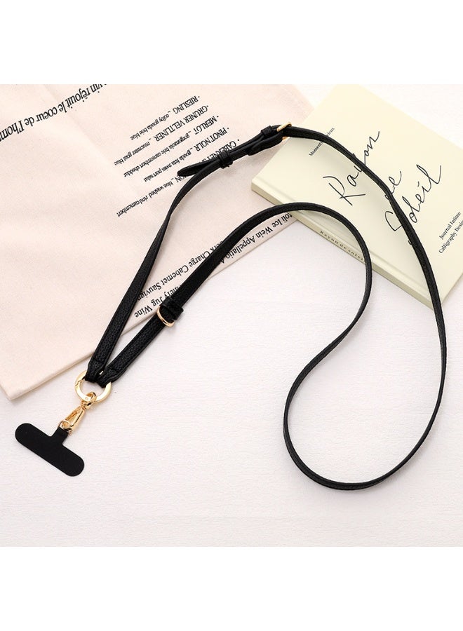 NIBEMINENT Phone Charm/ Chain Strap for Women Girls, Adjustable Leather Rope Cell Phone Case Lanyard Wrist Strap，K5159/Black