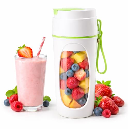 Bigsmall Portable USB Rechargeable Blender for Smoothies, Juices, Milkshakes, Baby Food, Ice Crushing | 340ml | Leak-Proof Lid 2400mAh | 8 Stainless Steel Blades | Electric Juicer Mixer Bottle (Green) - Image 1