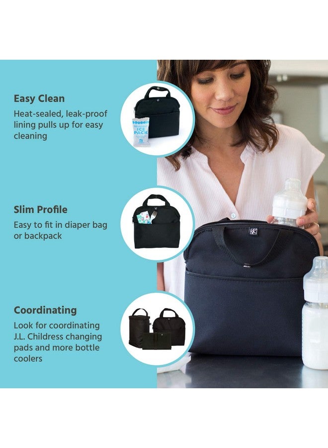 J.L. Childress J.L. Childress MaxiCOOL 4 Bottle Breastmilk Cooler, Baby Bottle and Baby Food Bag, Insulated and Leak Proof, Ice Pack Included, Black  - Image 1