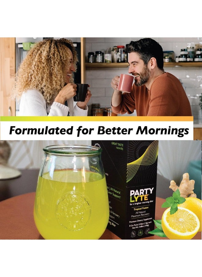 Partylyte Better Mornings With Electrolytes, Dhm, 600Mg Nac, Ginger, Vitamins & Minerals - Hydrate Packets For Optimal Hydration - Oral Solution Drink Mix | Weekend Formula 8 Count