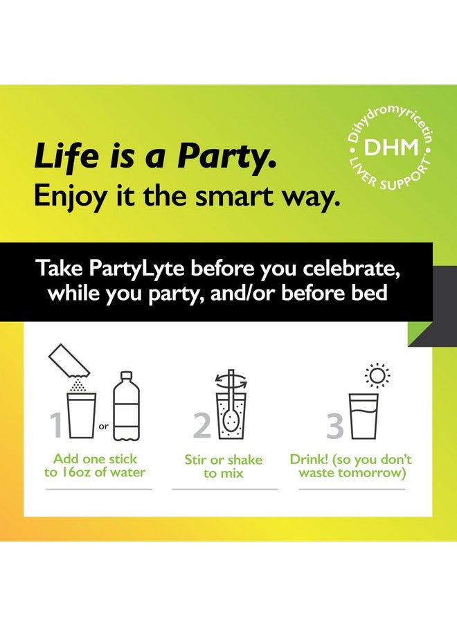 Partylyte Better Mornings With Electrolytes, Dhm, 600Mg Nac, Ginger, Vitamins & Minerals - Hydrate Packets For Optimal Hydration - Oral Solution Drink Mix | Weekend Formula 8 Count