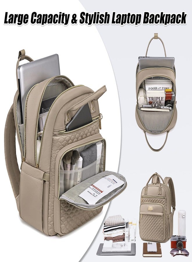 Tealari Laptop Backpack for Women,15.6 Inch Laptop Backpack for Work,Waterproof Travel Backpack,College Bookbag with Wallet, Khaki, Large, Travel Backpack,casual Backpack - Image 3