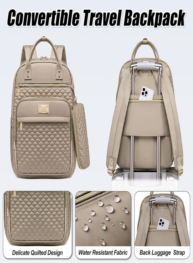 Tealari Laptop Backpack for Women,15.6 Inch Laptop Backpack for Work,Waterproof Travel Backpack,College Bookbag with Wallet, Khaki, Large, Travel Backpack,casual Backpack - Image 5