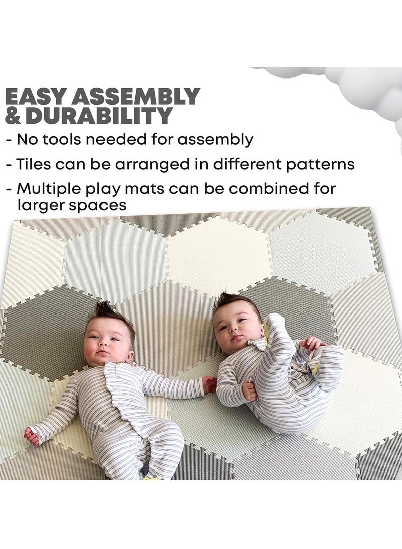 Reva Kids Play Mat Foam Interlocking Floor Mat Non-Slip Waterproof Durable Soft EVA Flooring Tiles for Exercise, Gym, Yoga, Baby Playroom (60×60cm, Black & White, 6PCS) - Image 3