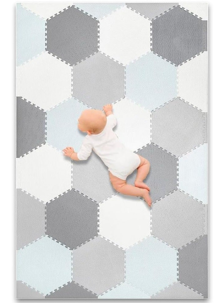 Reva Kids Play Mat Foam Interlocking Floor Mat Non-Slip Waterproof Durable Soft EVA Flooring Tiles for Exercise, Gym, Yoga, Baby Playroom (60×60cm, Black & White, 6PCS) - Image 1