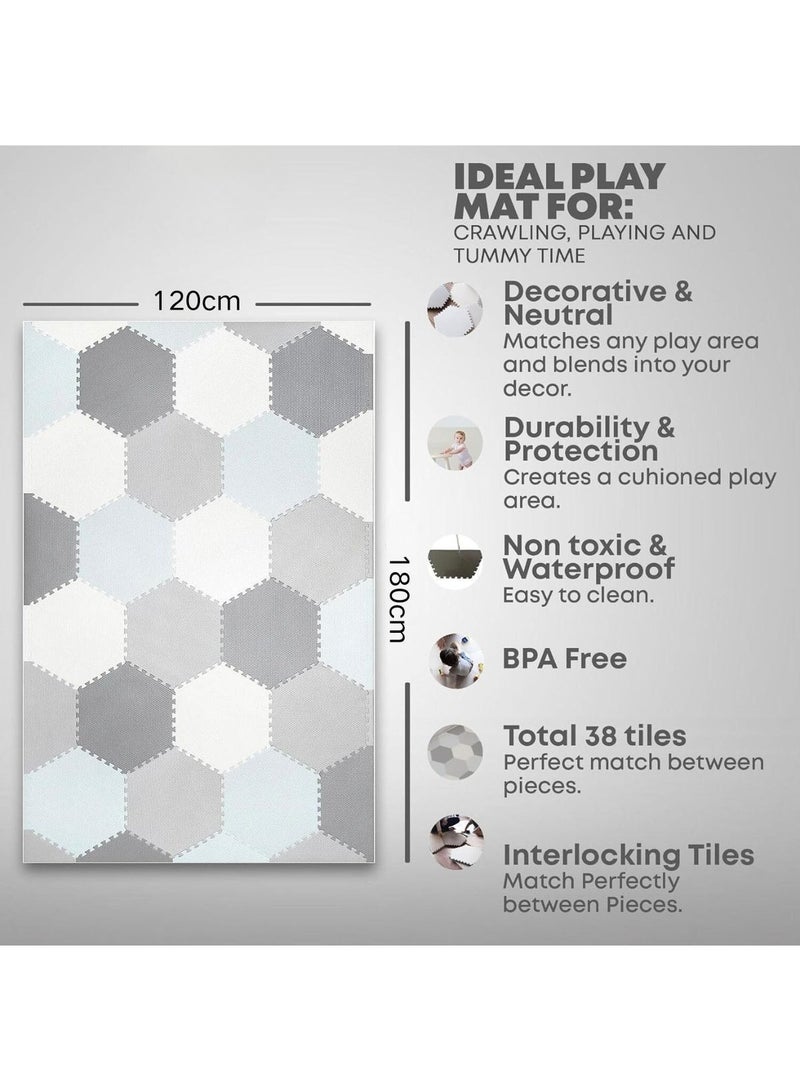 Reva Kids Play Mat Foam Interlocking Floor Mat Non-Slip Waterproof Durable Soft EVA Flooring Tiles for Exercise, Gym, Yoga, Baby Playroom (60×60cm, Black & White, 6PCS) - Image 5