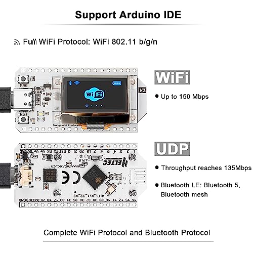 MakerFocus ESP32 OLED WiFi Kit V3 Integrated WiFi Bluetooth CP2102 IoT Development Board with 0.96-inch OLED Display for Arduino Intelligent Scenes - Image 3