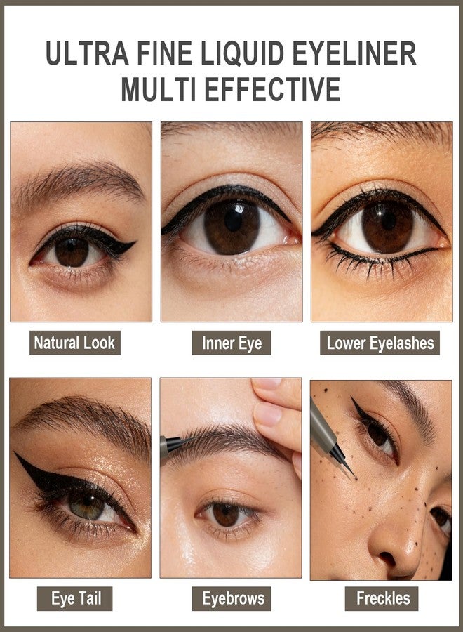 Okerker Light Brown Ultra Fine Liquid Eyeliner, Slim Tip for Winged & Inner Liner - Image 4